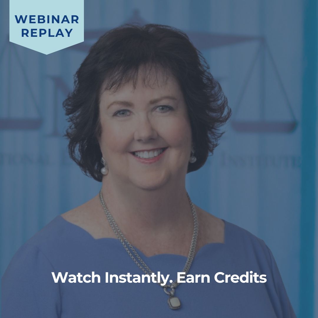 NELI employee in profile shot with the words "Webinar Replay" and "Watch Instantly, Earn Credits"